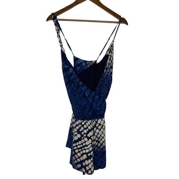 Club Monaco Blue Silk Crossback Spaghetti Strap Sleeveless Romper Size 2 Womens - Picture 1 of 9